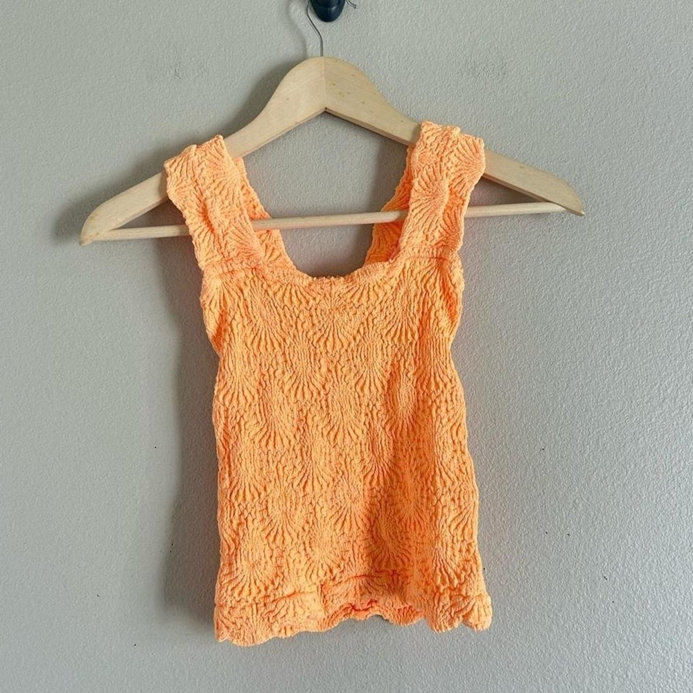 Free People Intimately Orange Love Letter Tank Top Sz XS /S C-7